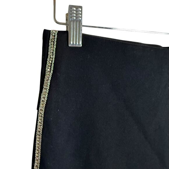 Zara Black Rhinestone Embellished High Rise Pull On Skinny Pants Size Medium - Picture 3 of 10